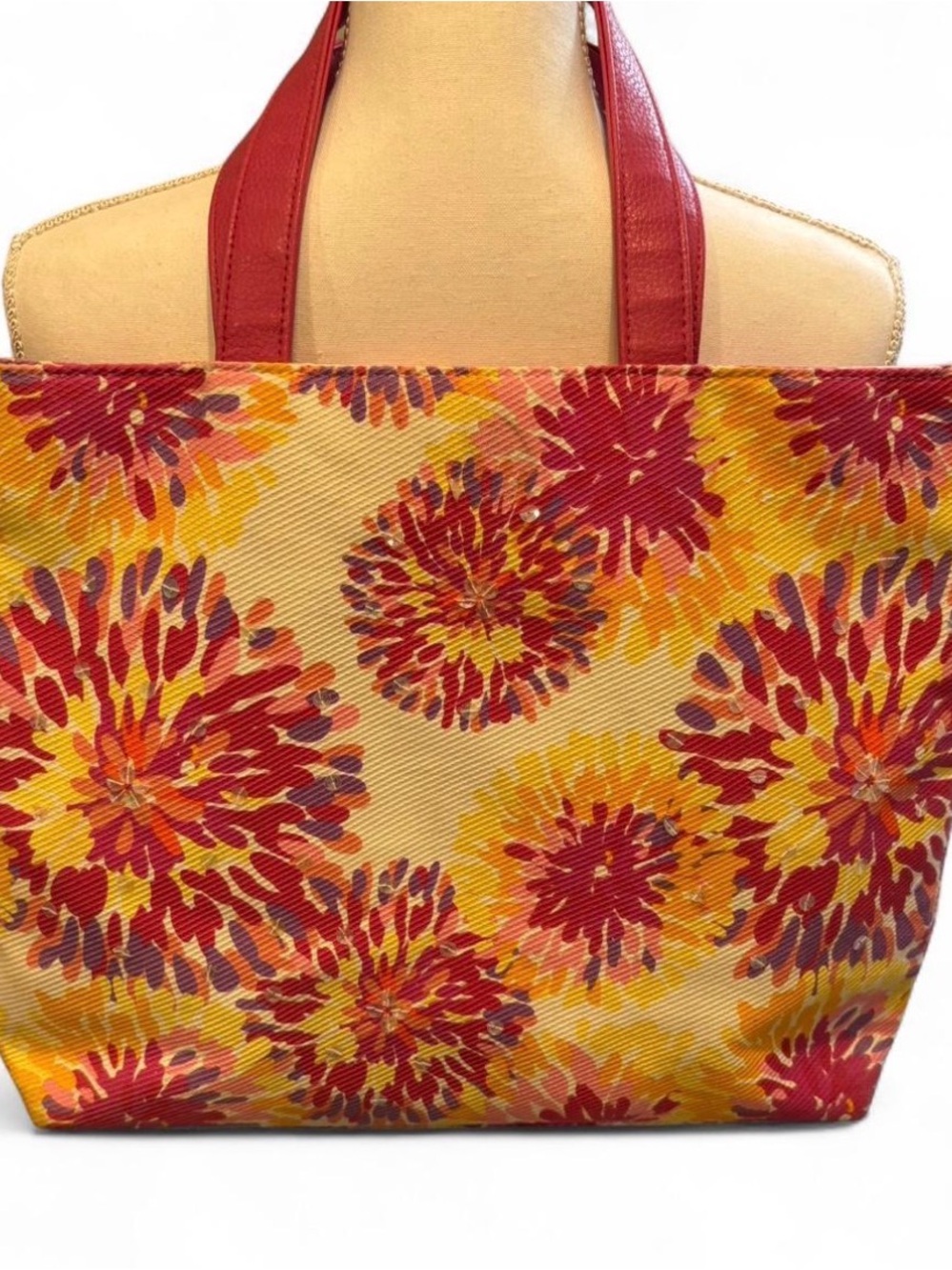 Bath & Body Works Red and Yellow Floral Tote